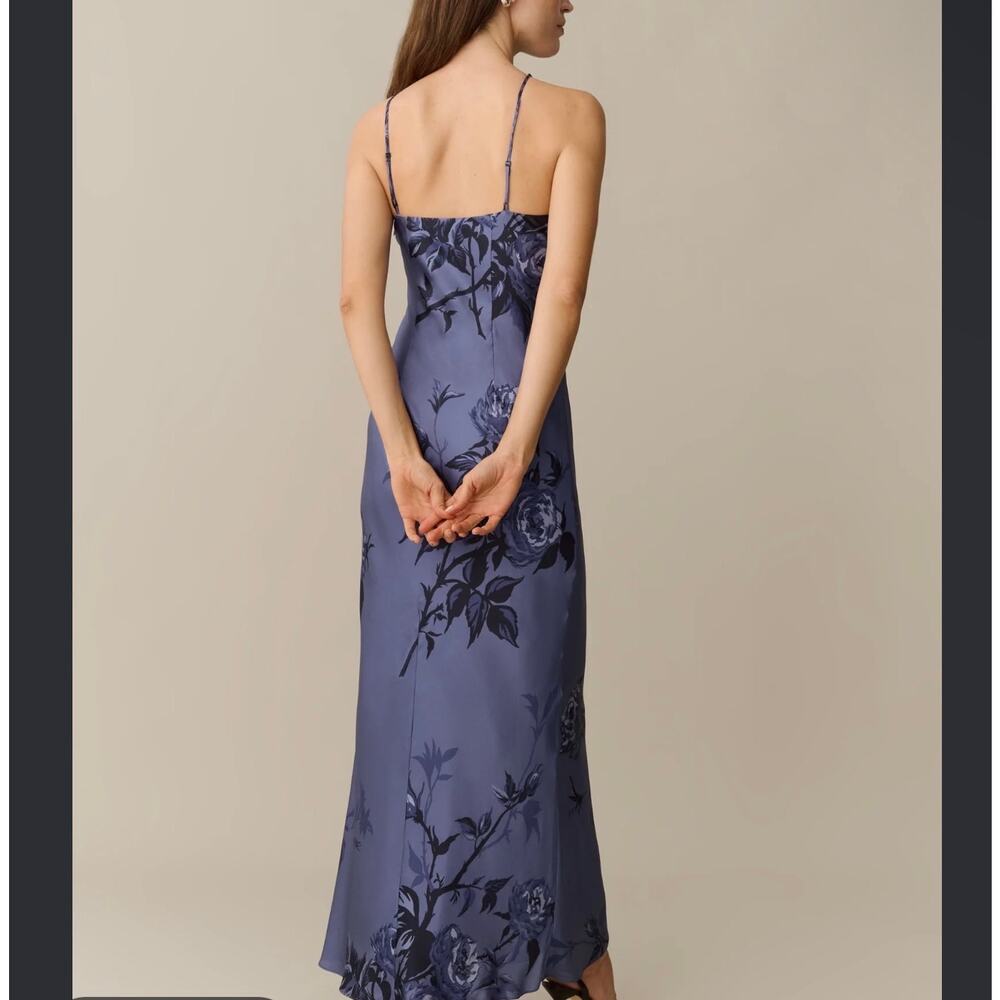 New Few Moda Kourt Selena silk blue floral dress $422 sz 4 - Picture 2 of 5